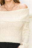 Tease Me Ribbed Off-Shoulder Sweater