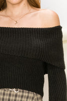 Tease Me Ribbed Off-Shoulder Sweater