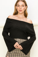 Tease Me Ribbed Off-Shoulder Sweater