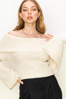 Tease Me Ribbed Off-Shoulder Sweater